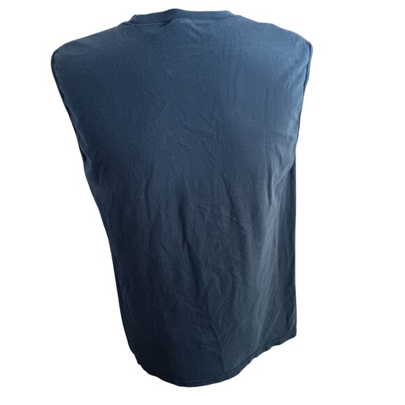 Vintage Large Sleeveless T-shirt Basic Editions 1990's Grunge Fade Black - Picture 4 of 5